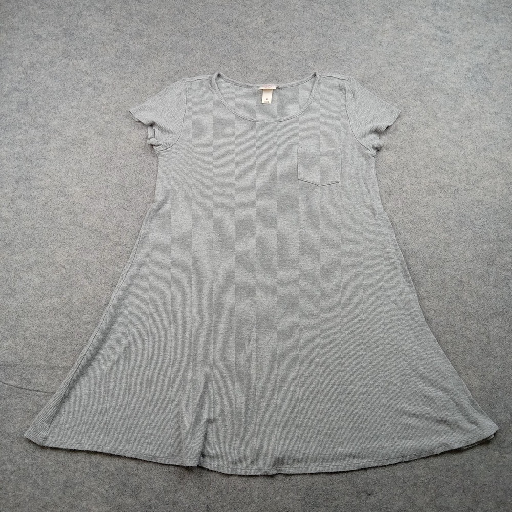 Mossimo Supply Co Dress Womens Medium Gray T Shirt Swing Pocket Trapeze Casual